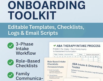 ABA Intake and Onboarding Toolkit - Editable Templates, Checklists, Logs & Email Scripts for BCBAs and Admins