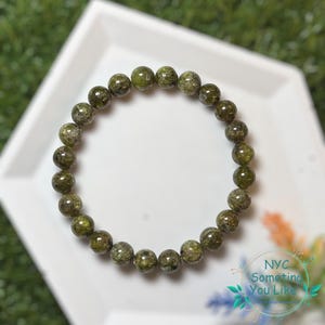 Peridot Bracelet , Natural Abundance Success Crystal Jewelry , Green Gemstone Beaded Bracelet , Custom Size Gift for Her or Him