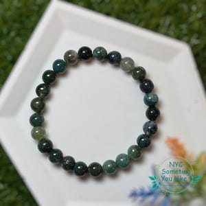 Moss Agate Bracelet – Natural Gemstone Jewelry for Growth & Healing | Handmade Beaded Bracelet | Earthy Gift for Her or Him