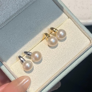 Classic Minimalist Natural Freshwater Pearl Stud Earrings,  S925 sterling silver Pearl Earrings, Premium Bride Pearl Earrings, Free Shipping
