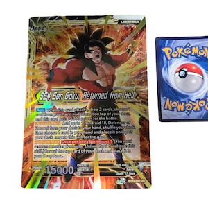 SS4 Son Goku Dragon Ball Super Card – Custom Large Dragon Ball Super Card | Proxy | Fan Art Card | Posters, Oversized Dragon Ball Cards