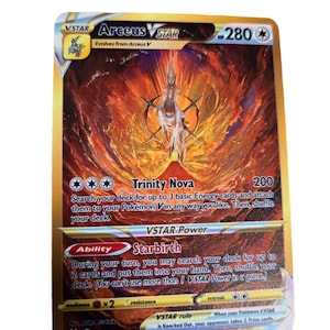 Carte Pokémon Arceus V Star - Carte Pokémon en métal personnalisée - Proxy GX VMAX VSTAR - Carte de fan, Holo, cadeau Pokémon, cadeau, Pokémon personnalisé