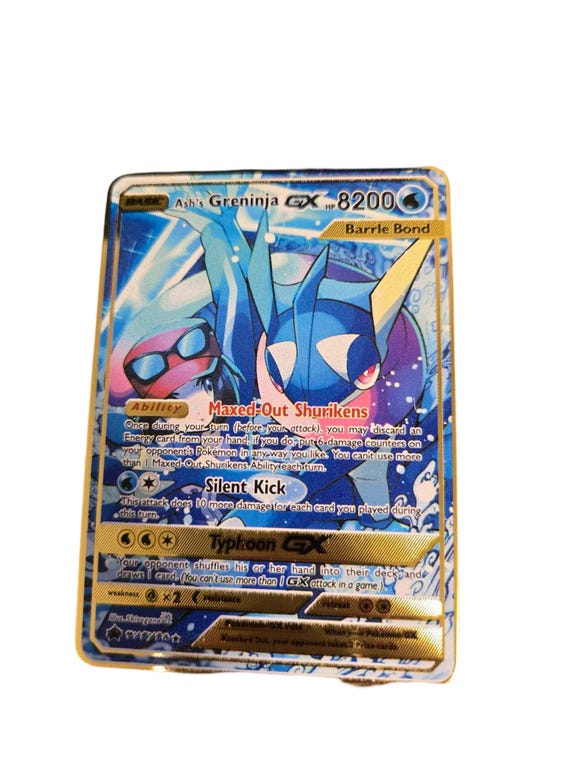 Ash's Greninja GX Pokemon Card Metal | Custom Card | Fan Art Pokemon Card |  Pokemon Card Fan Art | Pokemon Proxy Card | Alt Art Holographic