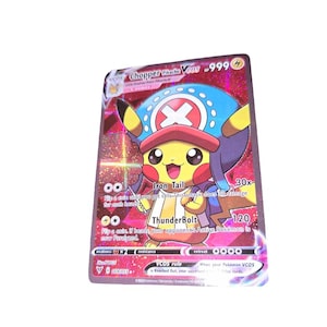 Carte Pokémon Cosplay Pikachu Chopper One Piece | Carte Pokémon personnalisée, GX, VMAX, VSTAR, proxy, carte de fan, Holo, Cosplay Pikachu
