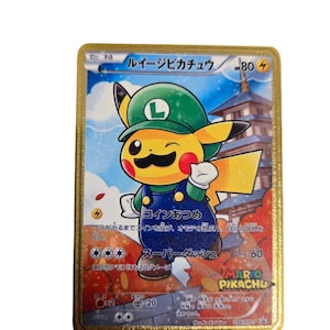 Pikachu Luigi Mario Pokémon Karte – Personalisierte Pokemon Karte – Metall Pokemon Karte – Proxy VSTAR VSTAR – Fan Art Karte, Holo, Pokemon Geschenk, Pokemon Personal
