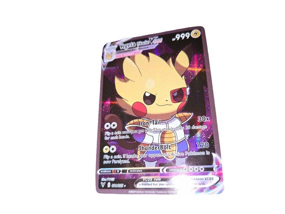 Pokemon Card Cosplay Pikachu Vegeta | Custom Pokemon Card, GX, VMAX, VSTAR,  Proxy, Fan Art Card, Holo, Cosplay Pikachu Pokemon Card - Etsy
