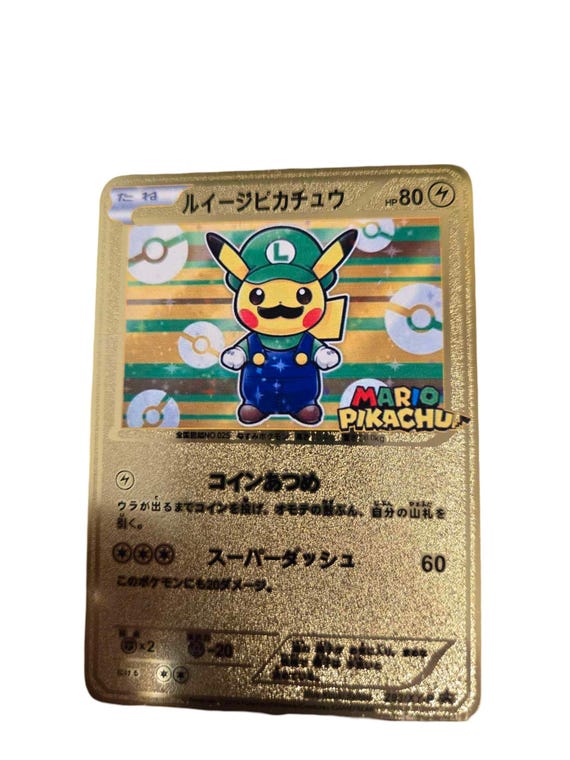 Pikachu Luigi Pokmon Card  Custom Metal Pokemon Card  GX VMAX VSTAR  Proxy  Fan Art Card, Holo, Pokemon Gift, Present, Custom Pokemon - Etsy