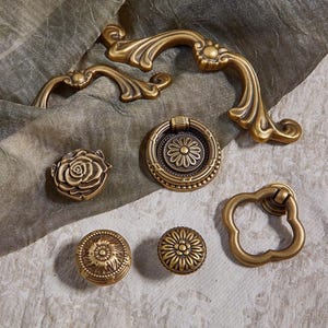 Aged Brass Cabinet Handles Pull/Victorian Brass Drawer Knob Pulls/Dresser Knob Pulls/Shoe Cabinet Handle/Kitchen Knobs/DIYFurniture Hardware