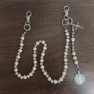 Cadena para billetera de fritillaria blanca, cadena para jeans, cadena para pantalones góticos, cadena para billetera de motociclista, cadena para billetera hecha a mano, cadena para billetera punk