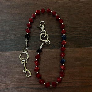 Ink and wash red beads Wallet Chain,Jeans Wallet Chain,Gothic Wallet Chain,Biker Keys,Key Charm Bag Chain,Punk Wallet Chain,Y2K keychain