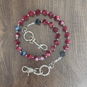 Ink-painted acrylic red beads Wallet Chain ,Jeans Chain,Gothic Pants Chain,Biker Wallet Chain,Handmade Wallet Chain,Punk Wallet Chain