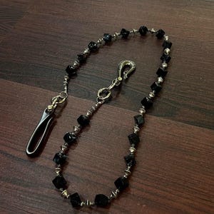 Black Silver Agate Wallet Chain ,Jeans Chain,Gothic Pants Chain,Biker Wallet Chain,Handmade Wallet Chain,Punk Wallet Chain,Chain Accessories