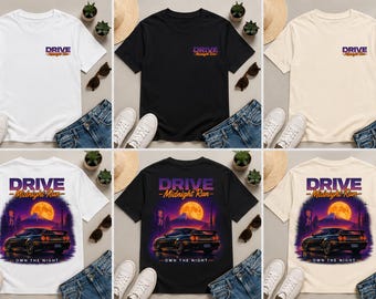 レトロJDMカーTシャツ、ミッドナイトランストリートウェア、ヴィンテージレーシンググラフィックTシャツ