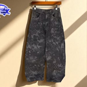 Snake Print Cargo Jeans | Camouflage Wide-Leg Denim | Y2K Gothic Streetwear Bottoms | Grunge Harajuku Baggy Pants | Unisex Scimitar Trousers