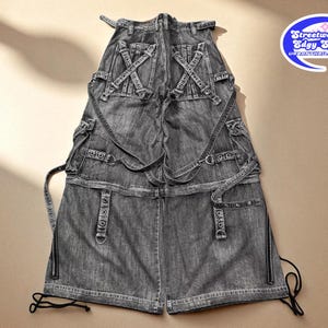 Gothic Cargo Jeans | Baggy Streetwear Denim | Hip Hop Buckle Straps | Edgy Grunge Outfit | Dark Y2K Aesthetic | Wide Leg Patchwork