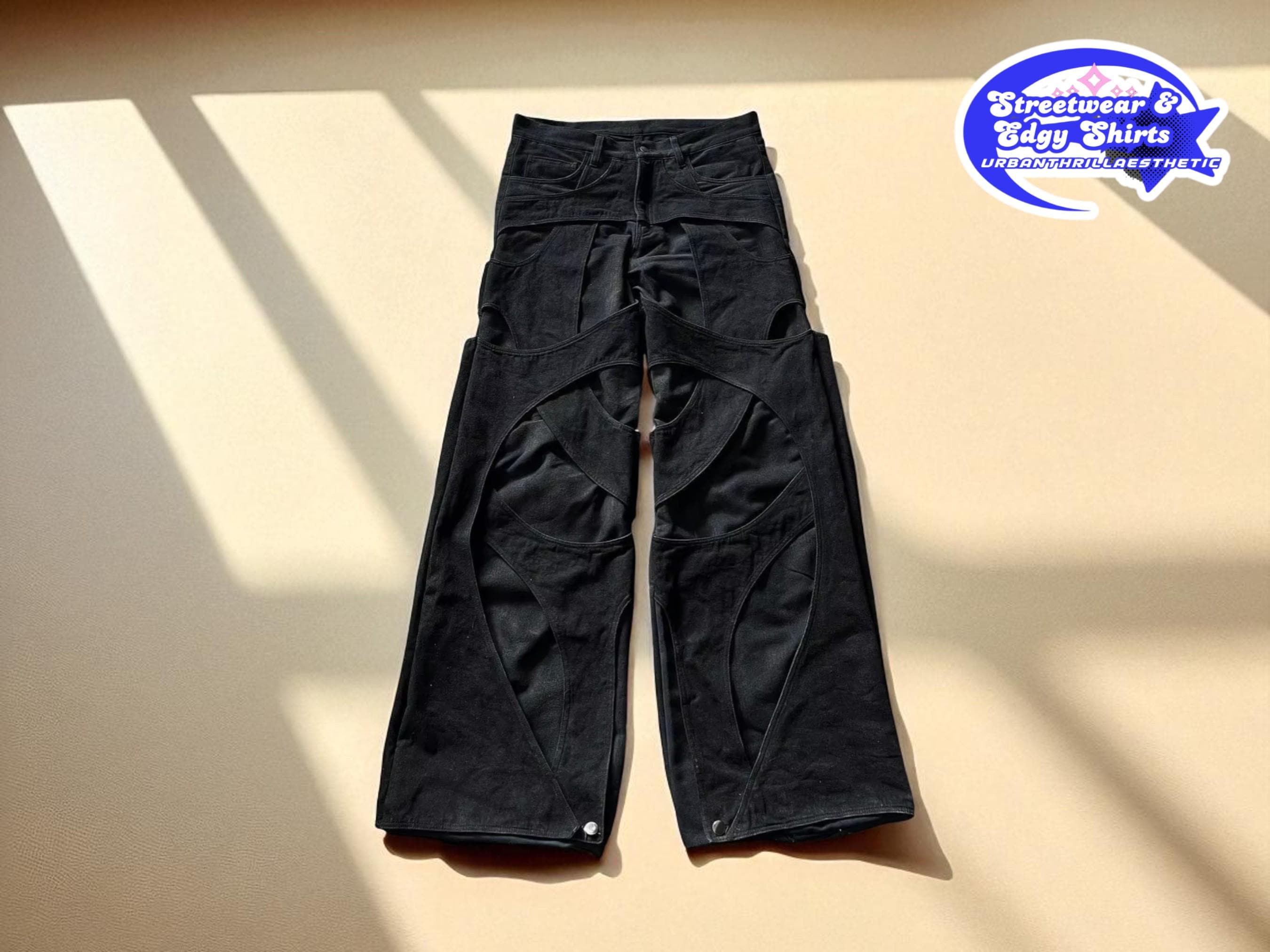 パンツ black damage denim swag opium Opium pants - Etsy Polska