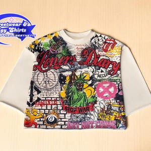 Y2K Streetwear Graphic T-Shirt | Oversized Harajuku Graffiti Top | Urban Grunge Aesthetic Tee | Bold Retro Hip Hop Style Shirt