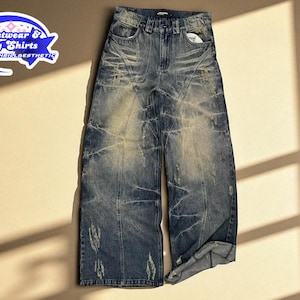 Y2K Baggy Washed Jeans | High Waist Relaxed Fit | Wide Straight Denim Pants | Grunge Aesthetic Streetwear | Faded Retro Slouchy Style