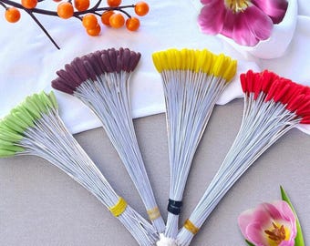Tulip artificial stamens pollens multiple flowers and floral craft supplies for fake handmade clay flower and wedding gifts card decoration