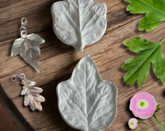 Molde de silicona con vetas de hoja de arce y hiedra para fondant, flores, arcilla polimérica, jabón, velas, decoración de pasteles, textura botánica para hacer joyas.
