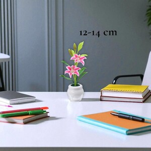 Desk mini Lily clay flower handmade fake potted table realistic artificial floral decor small home decoration mother grandma chirstmas gift