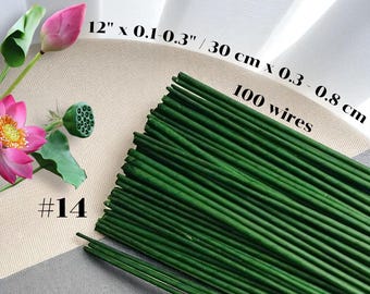 50 pezzi/confezione da 14 gauge verde filo per fiori artificiali 30,5 cm, 40,6 cm (12 lunghi