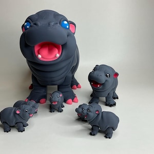 ミニポケットパル ヒッポ - コレクター向け3Dプリント動物の仲間を飼おう | フィジェット、デスクトイ、ギフト、パーティーの記念品