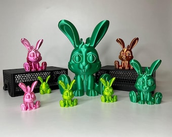 Figura de conejo de Pascua con mochila de zanahoria: bandeja decorativa o cesta de regalo / Mini conejo impreso en 3D