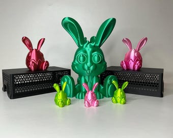 Figura de huevo de Pascua con orejas de conejo: decoración de bandeja o cesta de regalo / Miniatura de primavera impresa en 3D