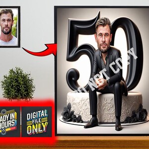 Personalisiertes 50. Mann Cartoon Porträt, 50. Geburtstag Karikatur, Geburtstag Cartoon, individuelles Geburtstagsgeschenk, lustiges Geschenk, digitales Geburtstagsauto