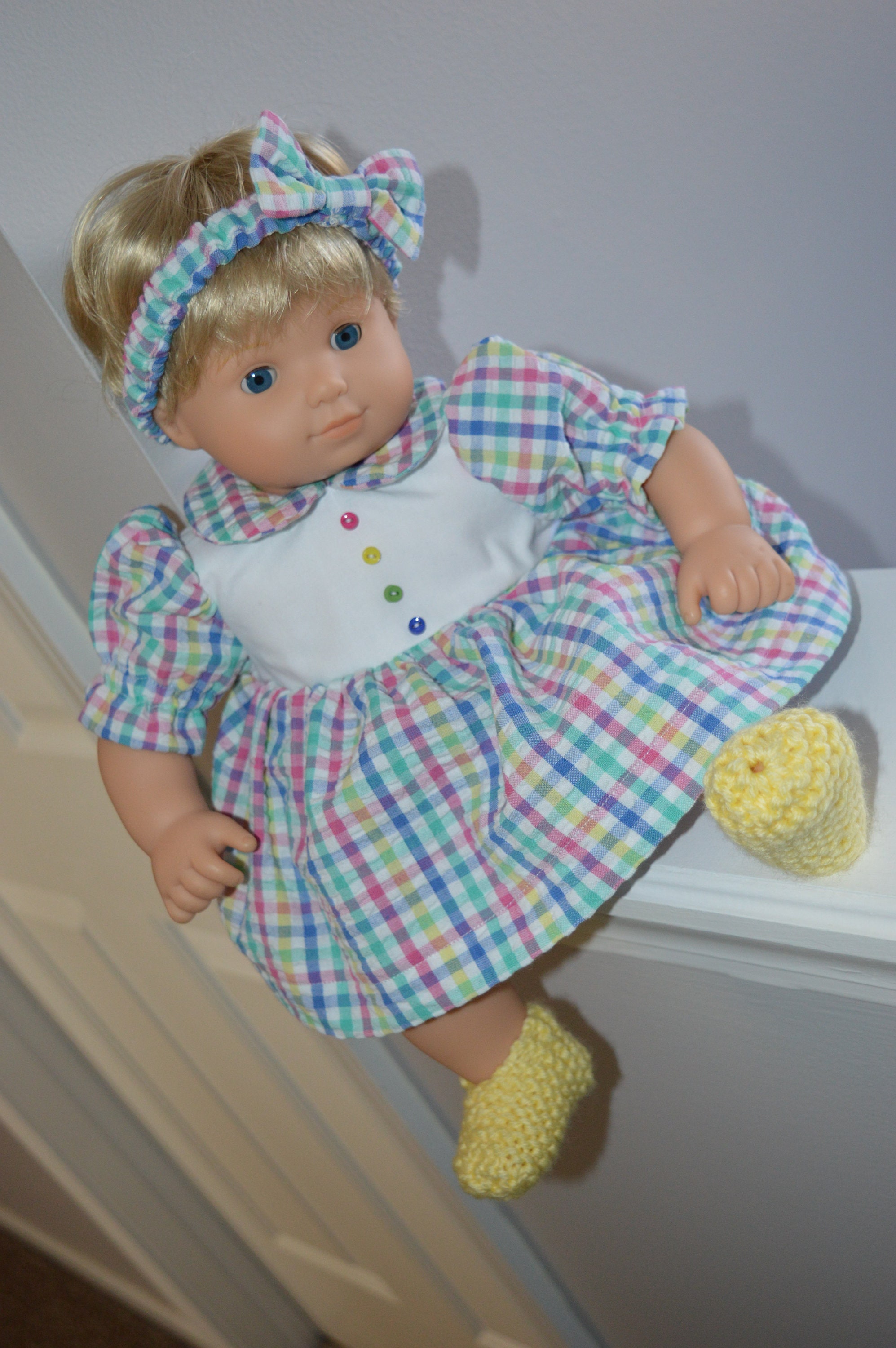 15 Inch Baby Doll Clothes Four Piece Outfit Plaid Seersucker Etsy