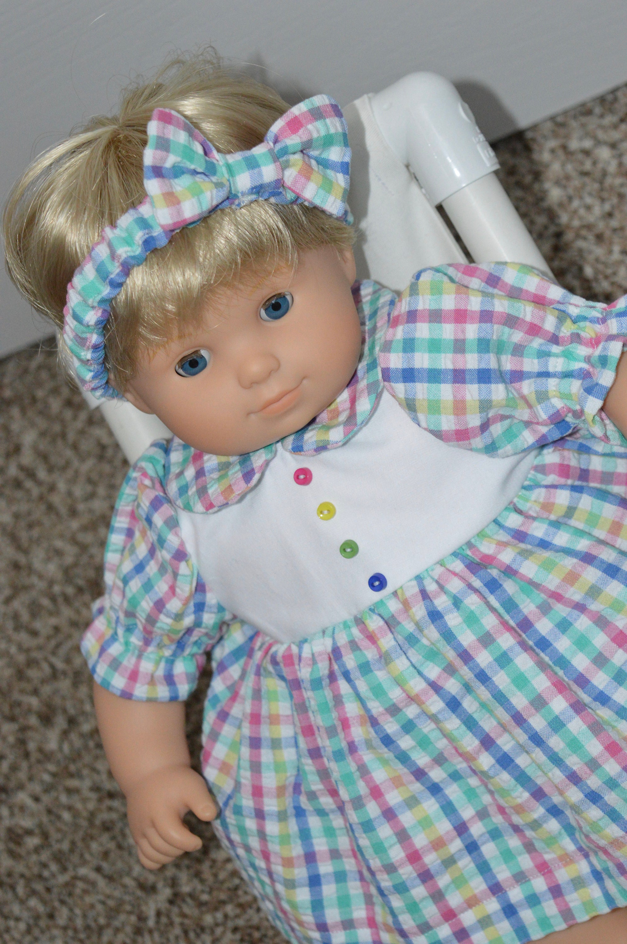 15 Inch Baby Doll Clothes Four Piece Outfit Plaid Seersucker Etsy