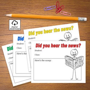 Você ouviu as notícias? Cartão postal dos pais / Download digital / Comunicação em sala de aula / Celebração do aluno