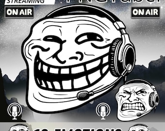 Trollface PNGTuber for Twitch & Youtube | Meme Gaming Avatar | Custom Static Animated PNGs for Streamers | Troll Grin Chat Mascot