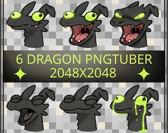 Dragon PNGTuber Avatar Cute & Animated | Reactive Image | Kawaii Dragon Pet VTuber Asset | Instant Download