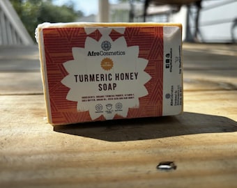 Handmade Turmeric Honey Soap | Natural Artisan Bar | Moisturizing Facial & Body Soap | Gift for Her Cold Process Brightening Herbal Skincare