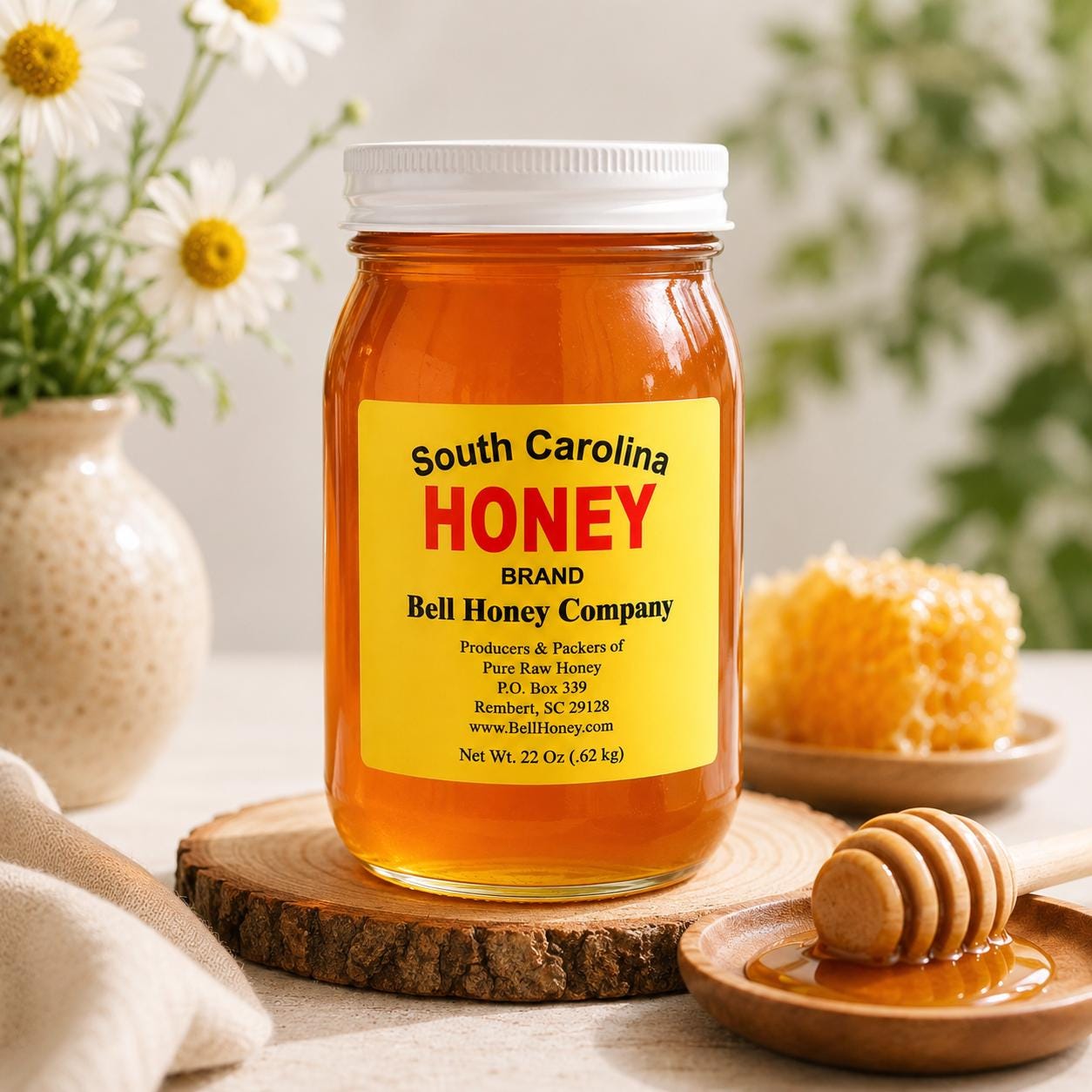 Raw Wildflower Honey South Carolina Artisan Honey 22oz Jar