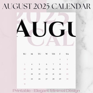 August Calendar 2025  | Wall Calendar A3, A4, letter | 2025 Calendar PDF | Instant Download | Printable Calendar