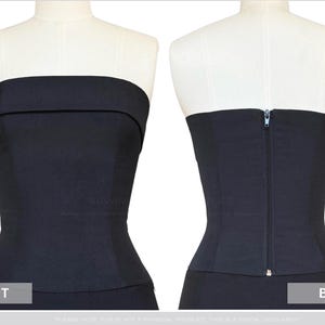 Strapless korset topje naaipatroon bustier lijfje met open ritssluiting op maat gemaakte dart digitale download afbeelding 4