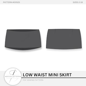 Low Waist Mini Skirt Sewing Pattern Open-zip Tailored Dart Digital Download