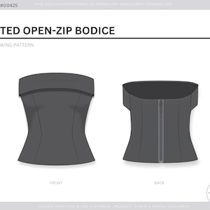 Strapless korset topje naaipatroon bustier lijfje met open ritssluiting op maat gemaakte dart digitale download afbeelding 2