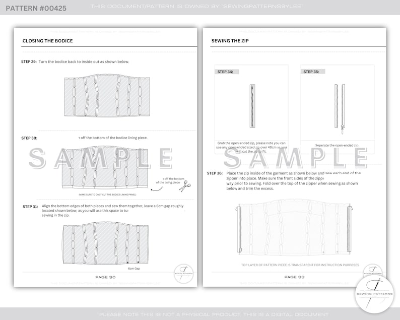 Strapless korset topje naaipatroon bustier lijfje met open ritssluiting op maat gemaakte dart digitale download afbeelding 11