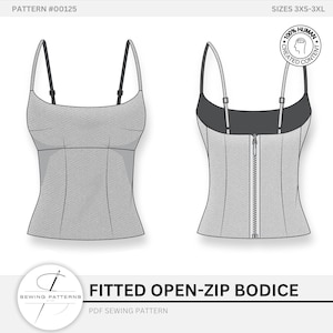 Corset Top Sewing Pattern PDF | Bustier Bodice | Sizes XXXS–XXXL