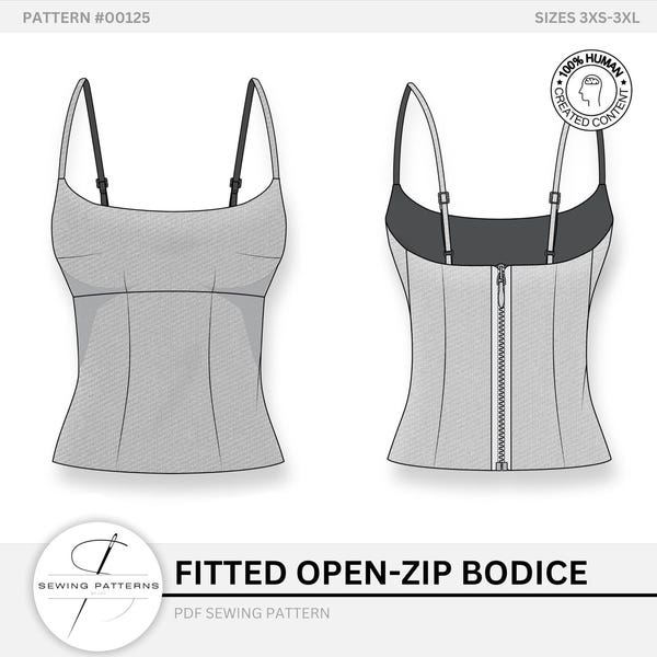Korsett Top Schnittmuster Bustier Offener Reißverschluss Mieder Tailored Dart Digital Download
