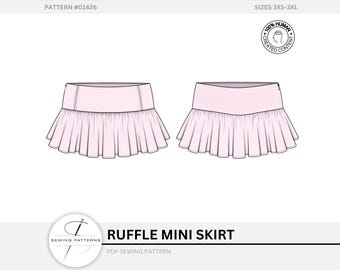 Ruffle Mini Skirt Sewing Pattern Digital Download