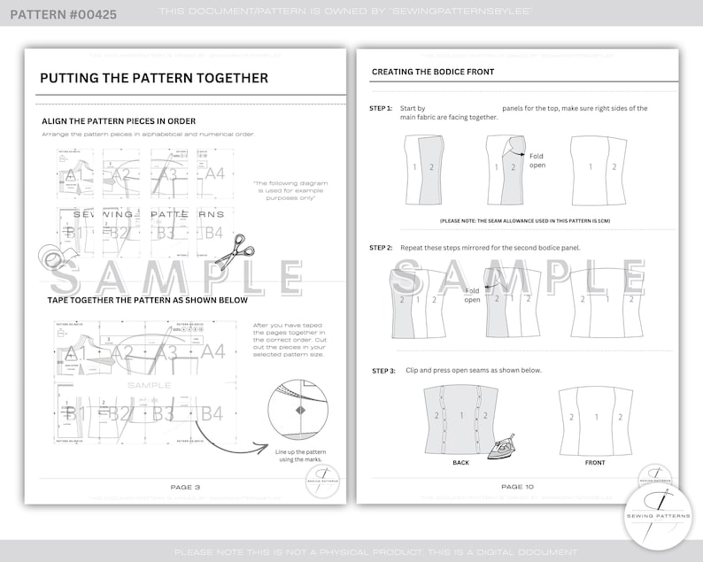 Strapless korset topje naaipatroon bustier lijfje met open ritssluiting op maat gemaakte dart digitale download afbeelding 10