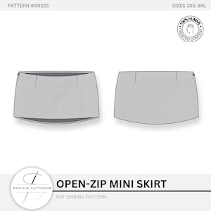Mini-jupe patron de couture fléchettes sur mesure avec fermeture éclair en téléchargement numérique