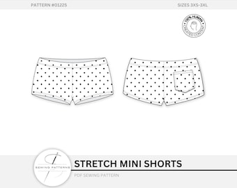 Stretch Mini Shorts with Pocket Sewing Pattern Digital Download