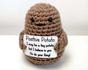 Positive Potato, Crochet Food, Motivational Gift, Desk Accessory