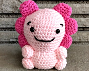 Crochet Axolotl Plush, Pink Axolotl Amigurumi, Salamander Stuffie